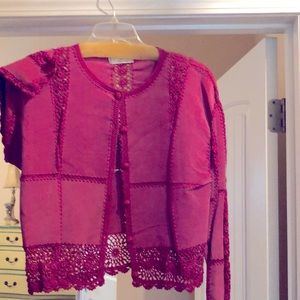 Beautiful light suede crochet leather Jacket Pink